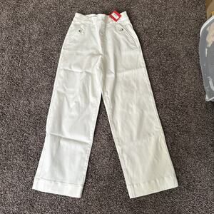 New Spanx Cropped Wide Leg Jeans Pants Size S Petite White NWT